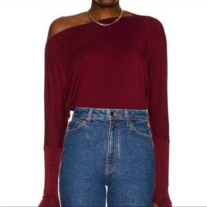 Enza Costa Silk Jersey Slouch Top In Dark Ruby